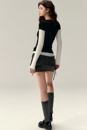 Viapitti Wavy Edge Layered T-Shirt Set-Up