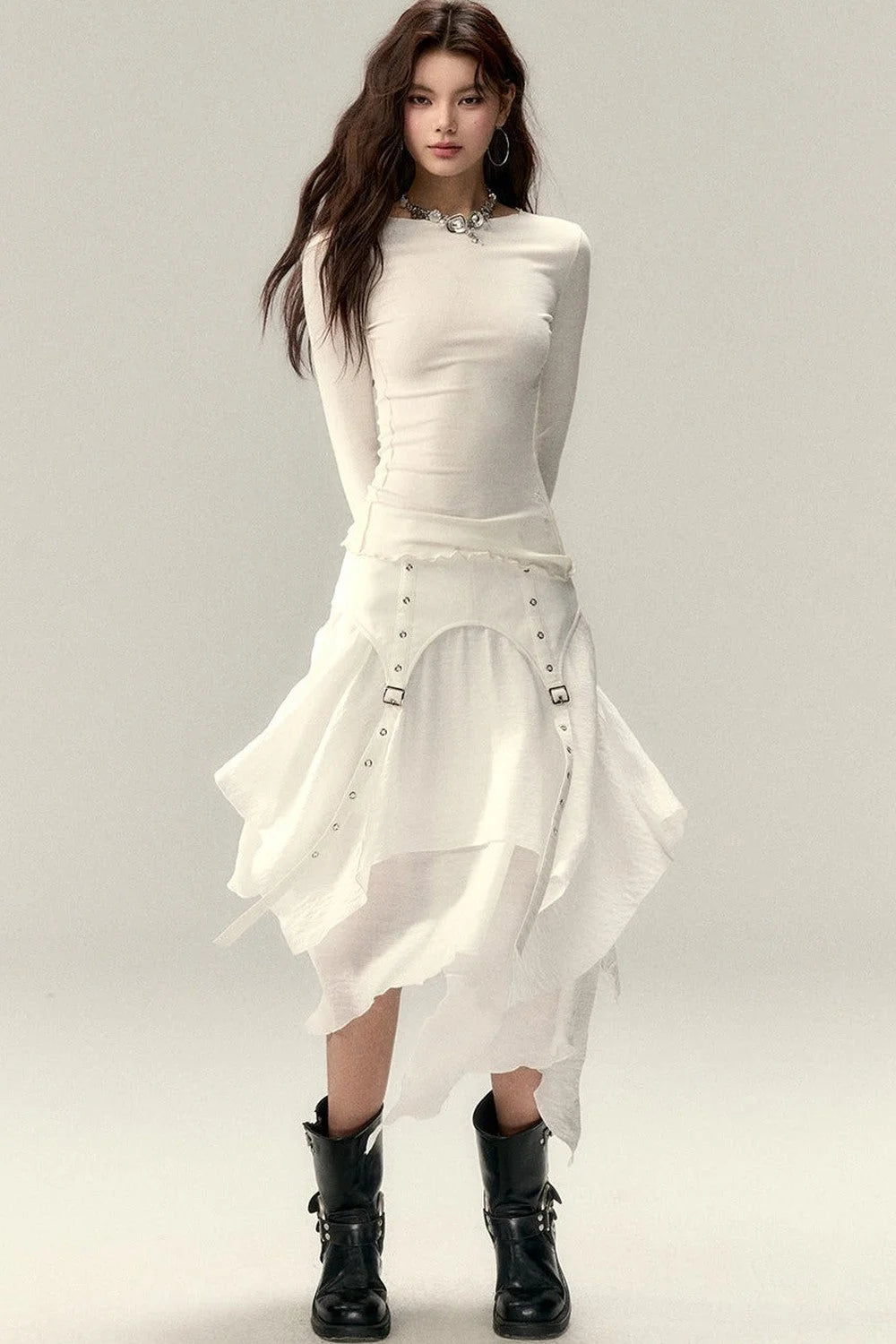 Viapitti Wavy Edge Layered T-Shirt Set-Up