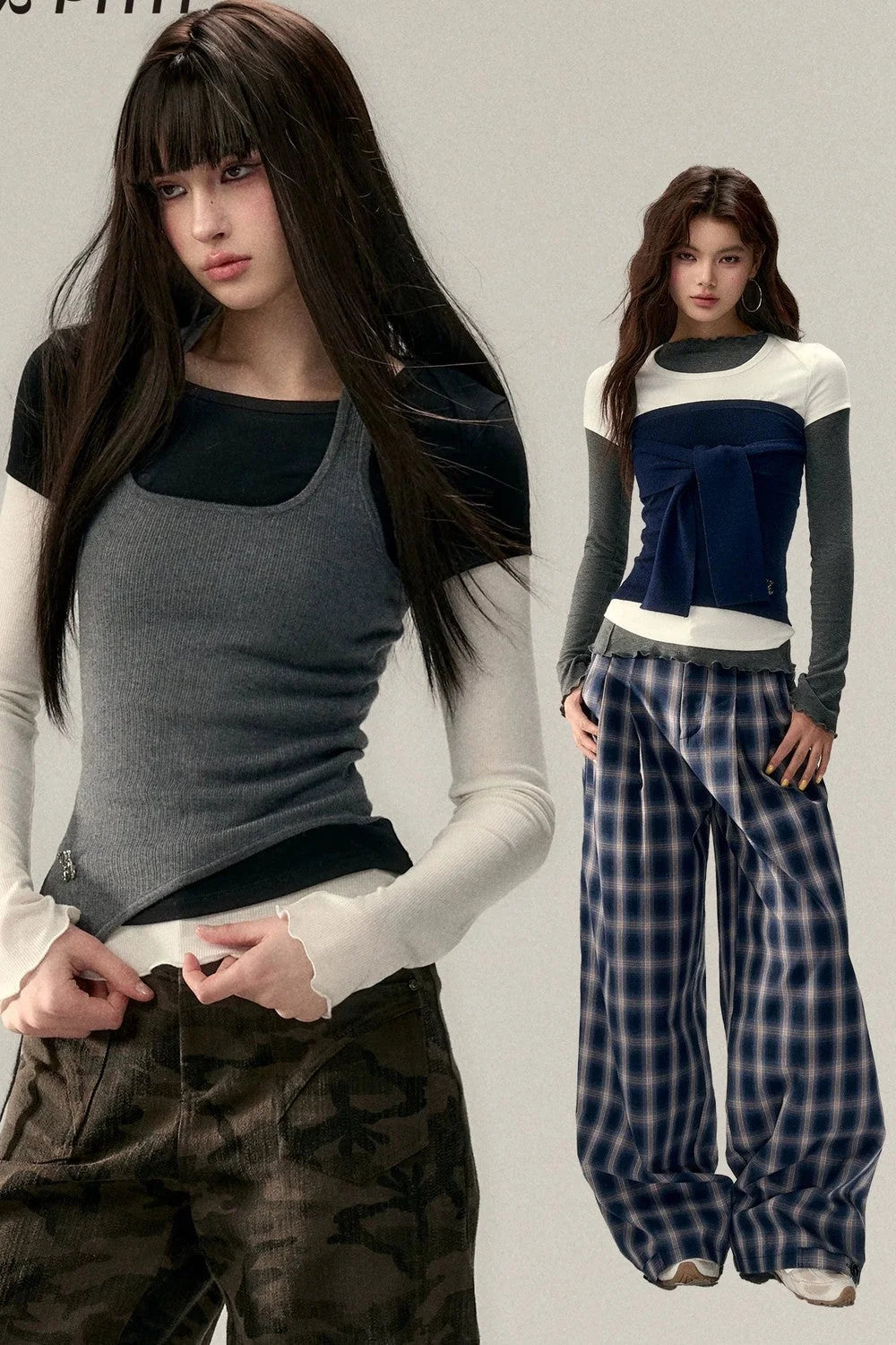Viapitti Wavy Edge Layered T-Shirt Set-Up
