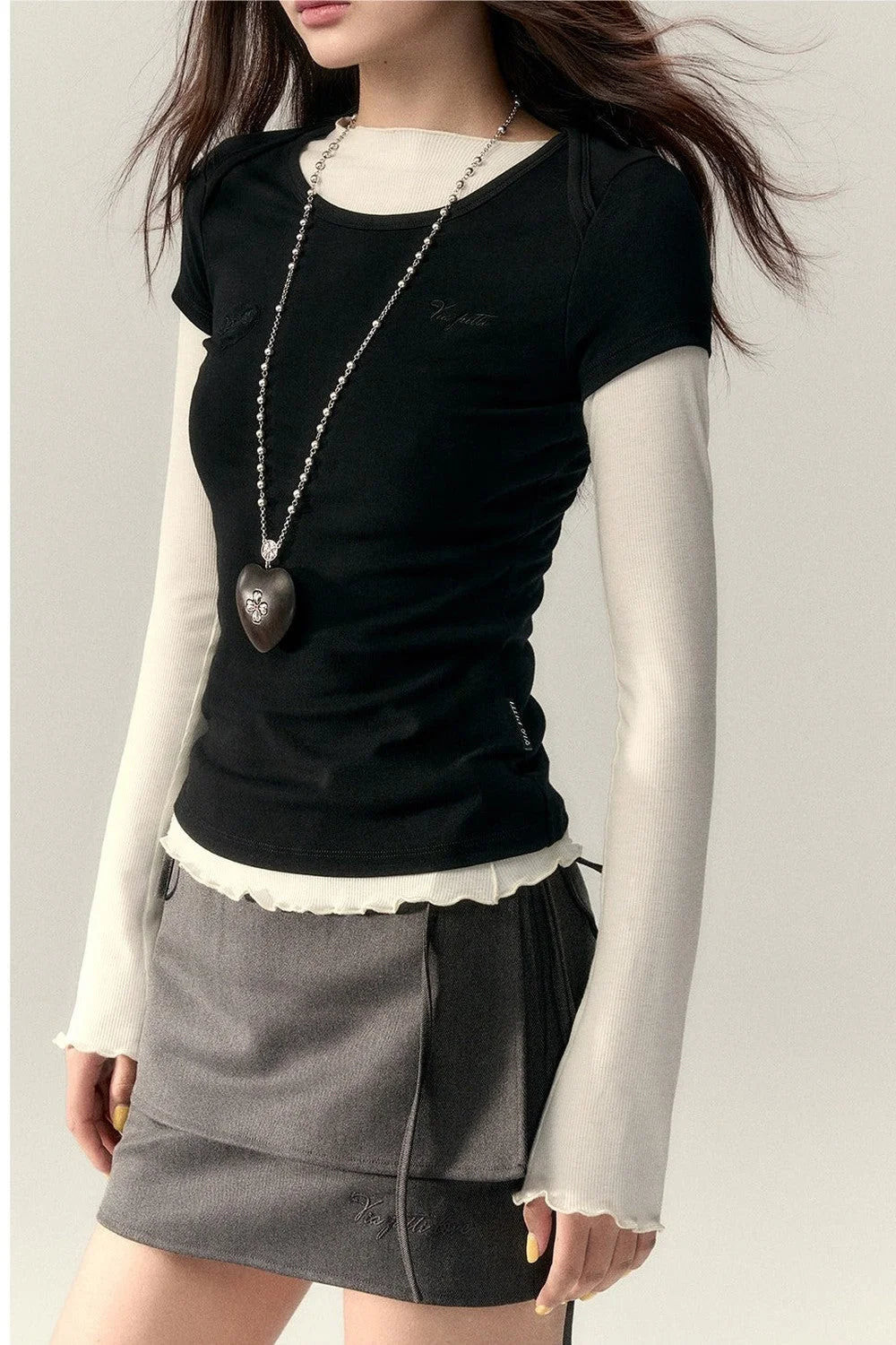 Viapitti Wavy Edge Layered T-Shirt Set-Up