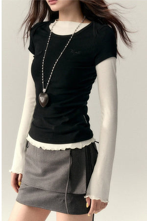 Viapitti Wavy Edge Layered T-Shirt Set-Up
