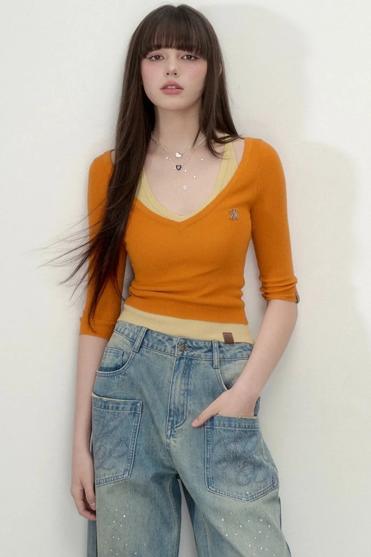 Viapitti Wool Silk V-Neck T-Shirt