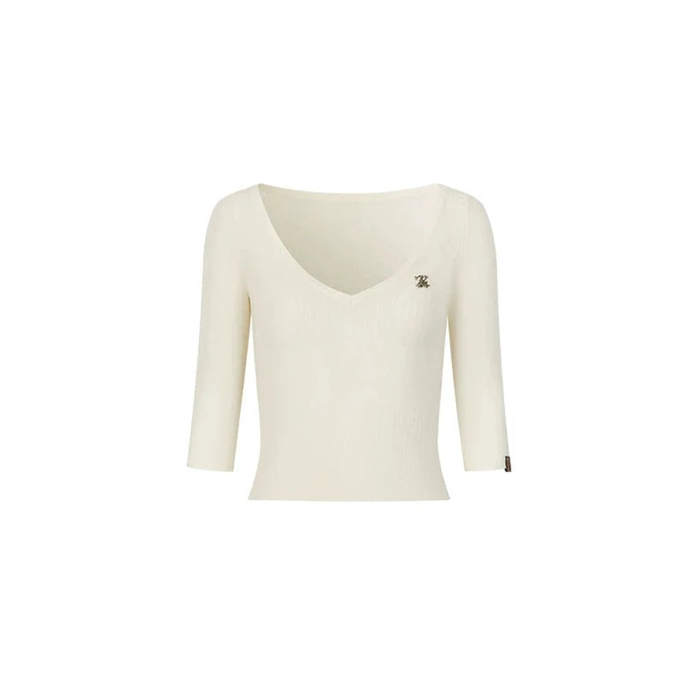 Viapitti Wool Silk V-Neck T-Shirt