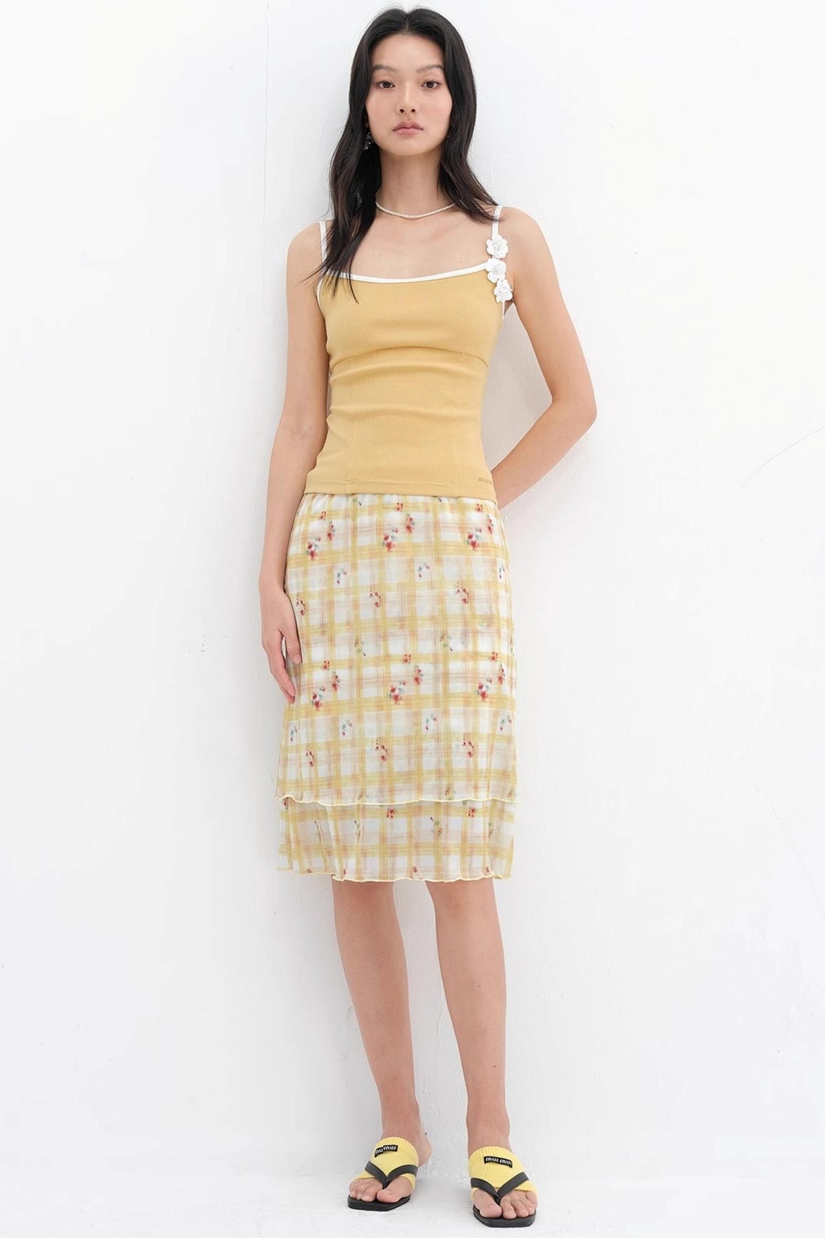 Vibrant Floral Mesh Skirt