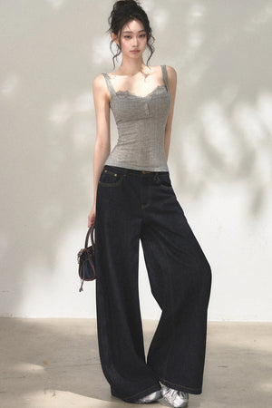Vintage Asymmetric Denim Pants