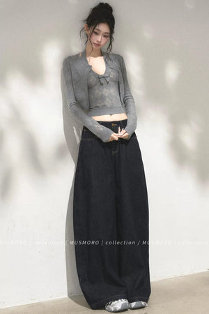 Vintage Asymmetric Denim Pants