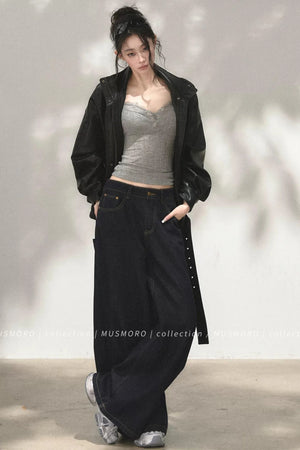 Vintage Asymmetric Denim Pants