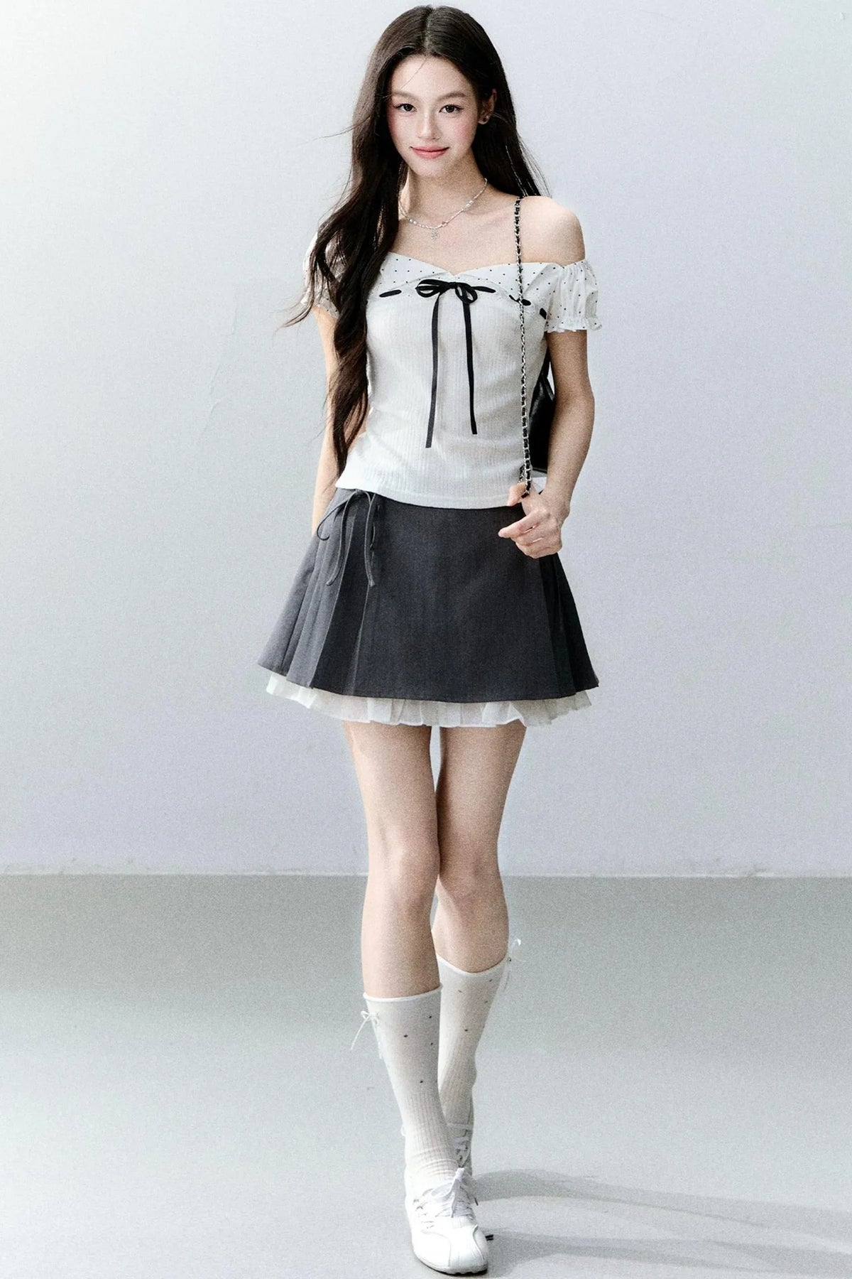 Vintage Asymmetrical Square Neck Blouse Set-Up