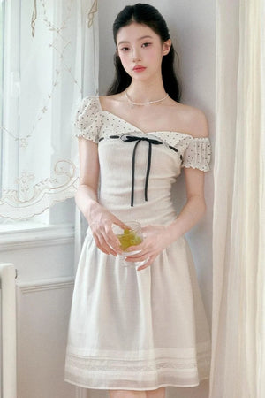 Vintage Asymmetrical Square Neck Blouse Set-Up