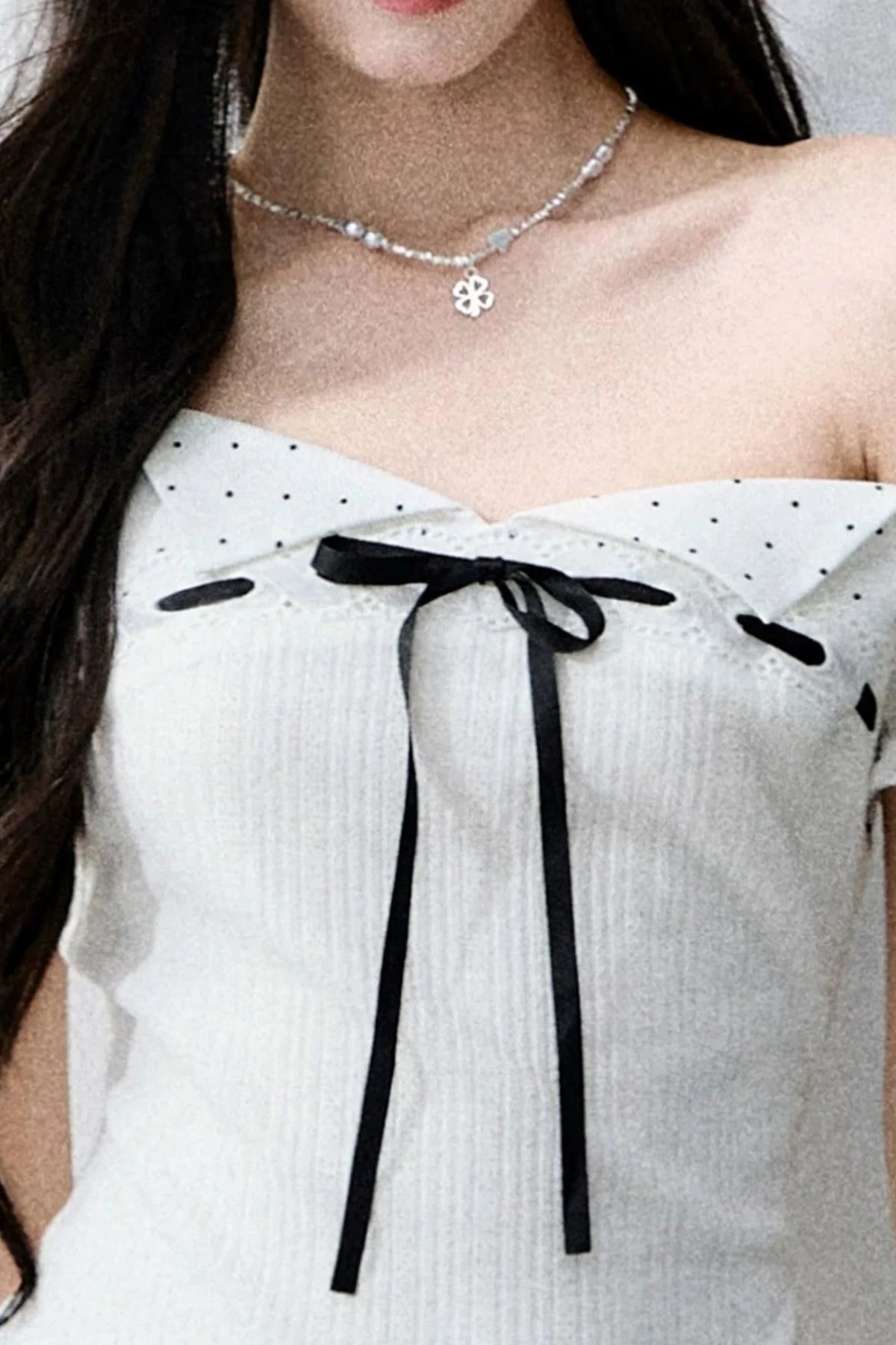 Vintage Asymmetrical Square Neck Blouse Set-Up
