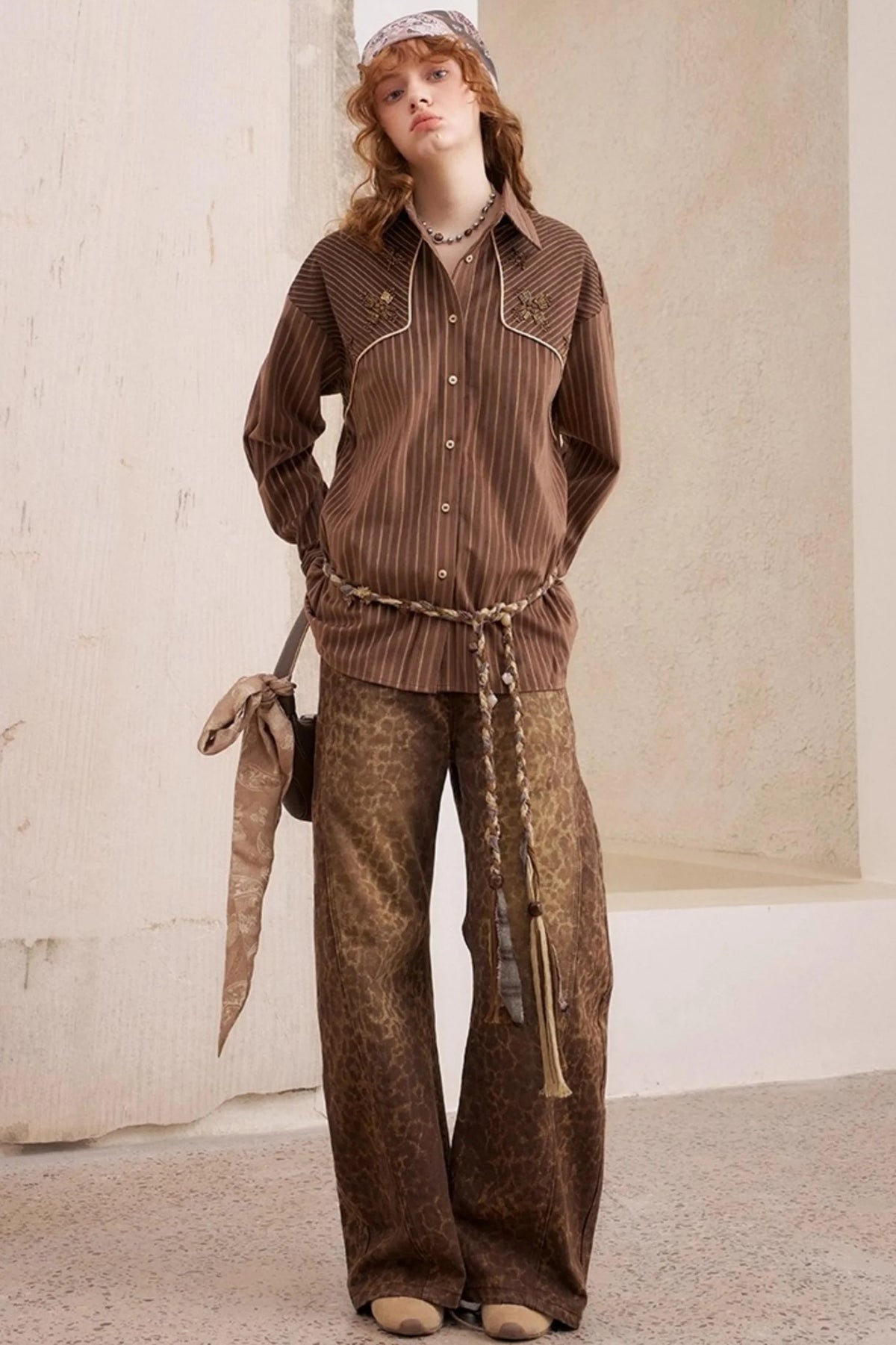 Vintage Beaded Suede Shirt