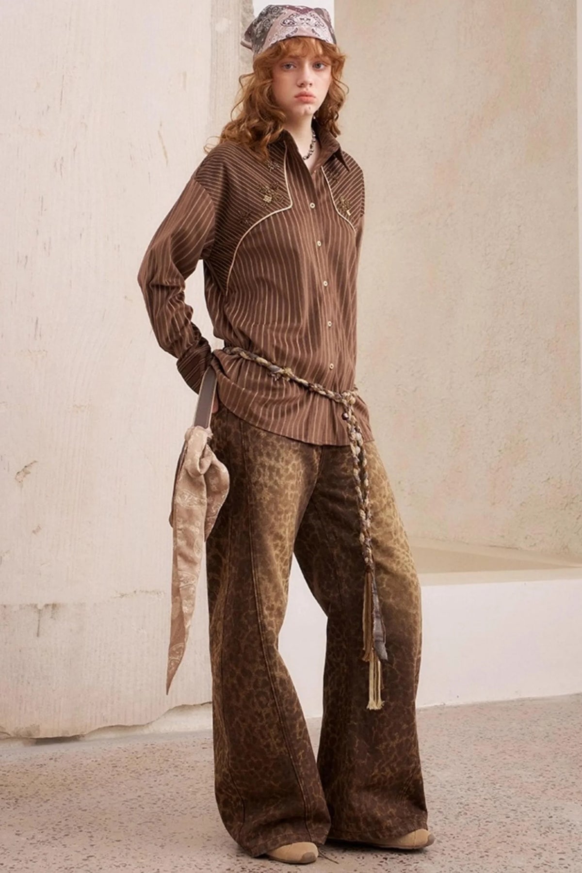 Vintage Beaded Suede Shirt