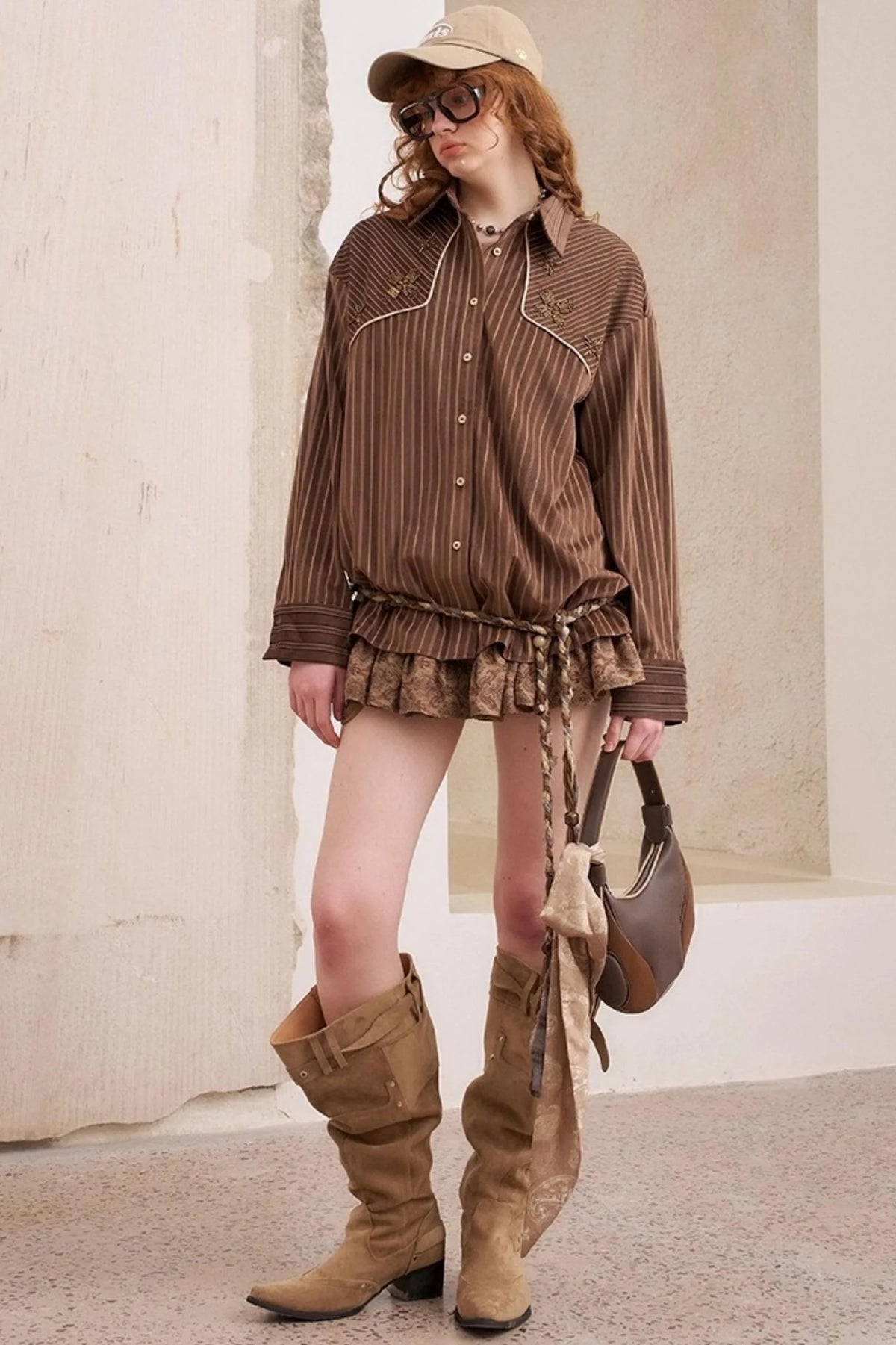 Vintage Beaded Suede Shirt