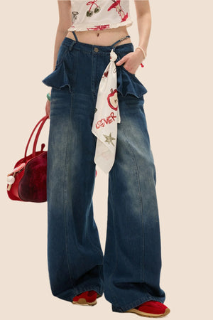 Vintage Black Lotus Leaf Jeans