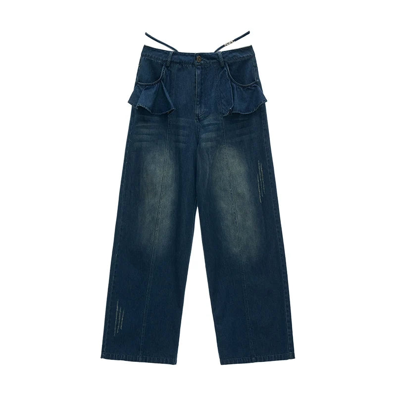 Vintage Black Lotus Leaf Jeans