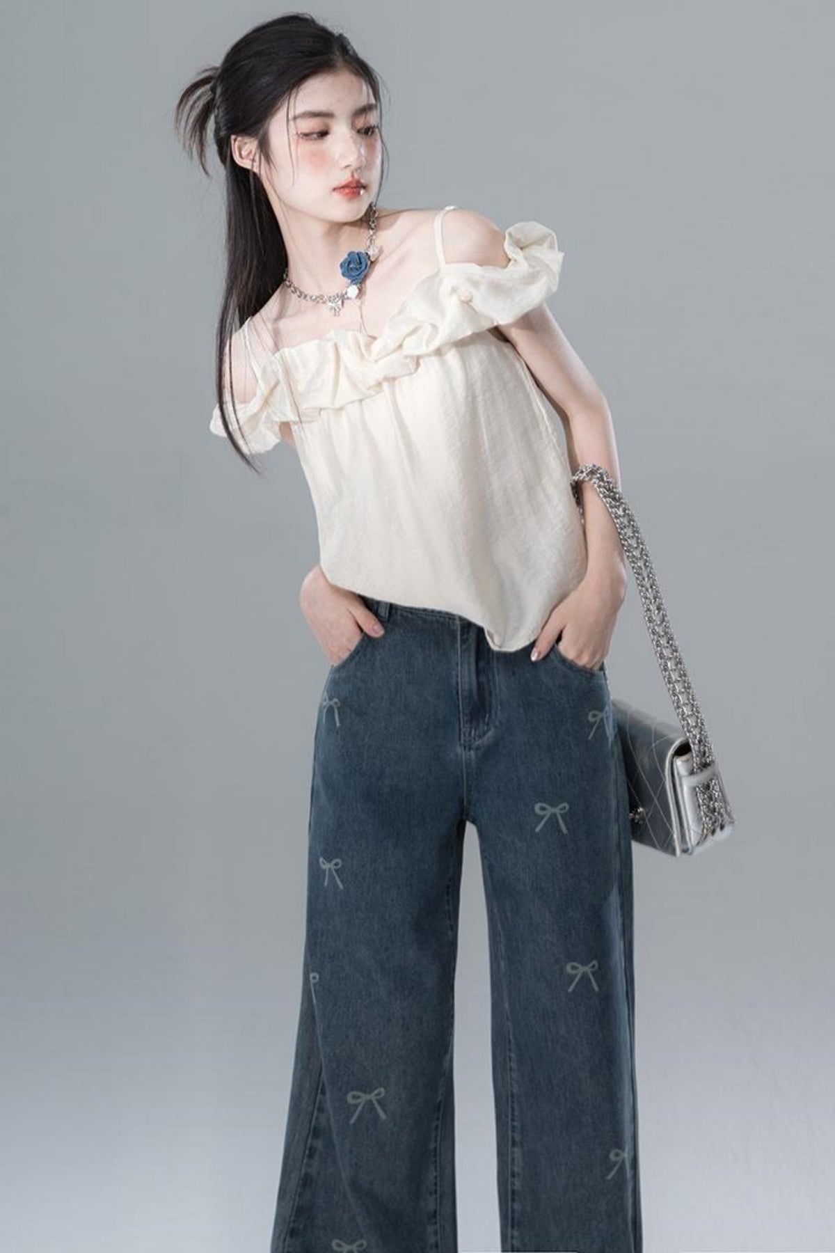 Vintage Bowtie Jeans Pants