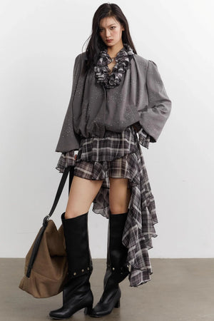 Vintage Bright Diamond Pleated Short Jacket