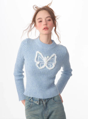 vintage butterfly embroidery top