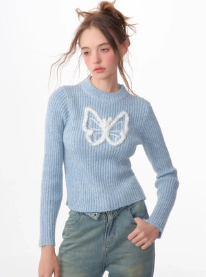 vintage butterfly embroidery top
