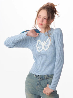 vintage butterfly embroidery top