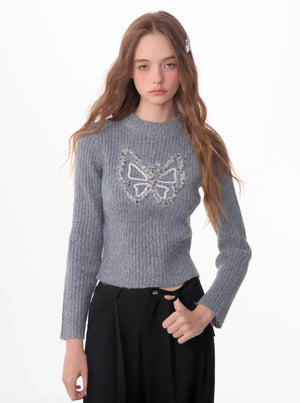 vintage butterfly embroidery top
