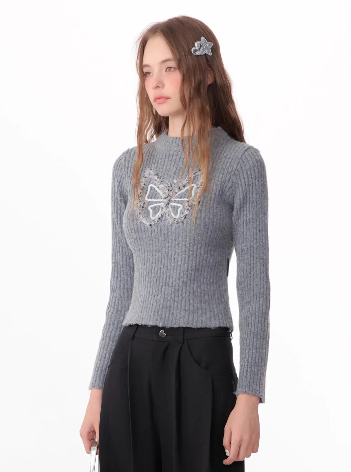 vintage butterfly embroidery top