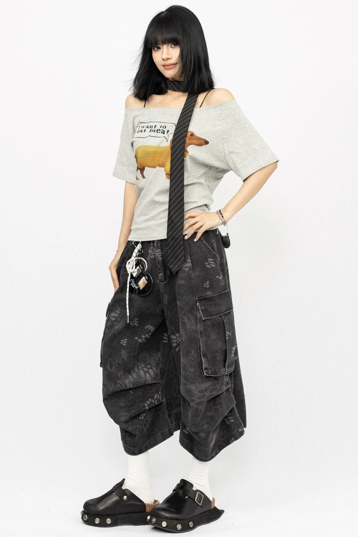 Vintage Camouflage Wide-Leg Pants