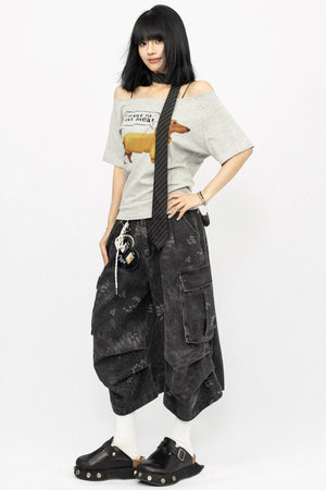 Vintage Camouflage Wide-Leg Pants