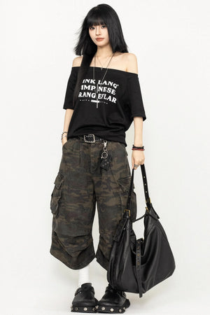 Vintage Camouflage Wide-Leg Pants