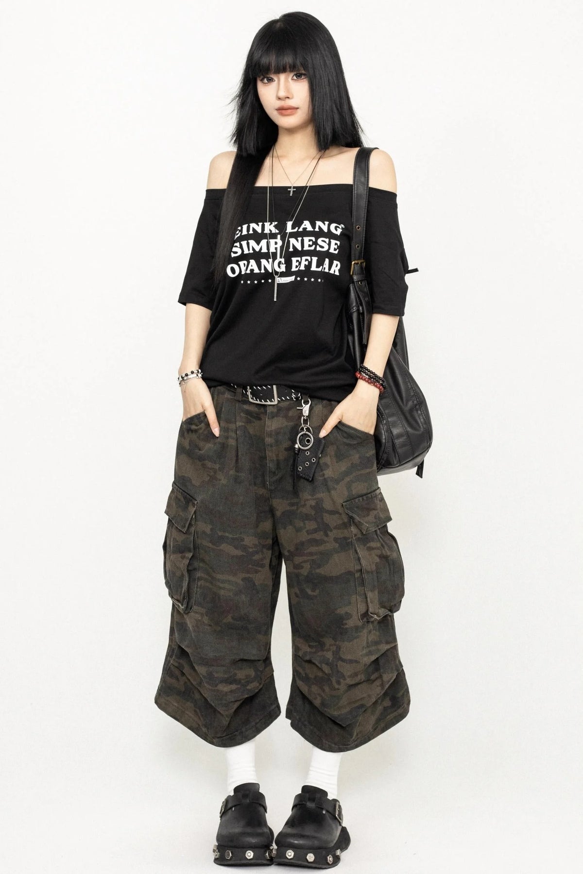 Vintage Camouflage Wide-Leg Pants