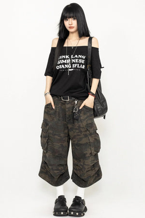 Vintage Camouflage Wide-Leg Pants