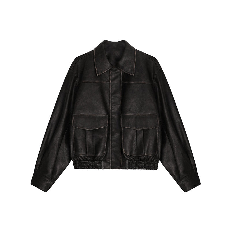 Vintage Coffee Pu Leather Jacket
