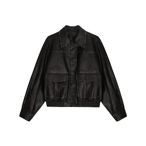 Vintage Coffee Pu Leather Jacket