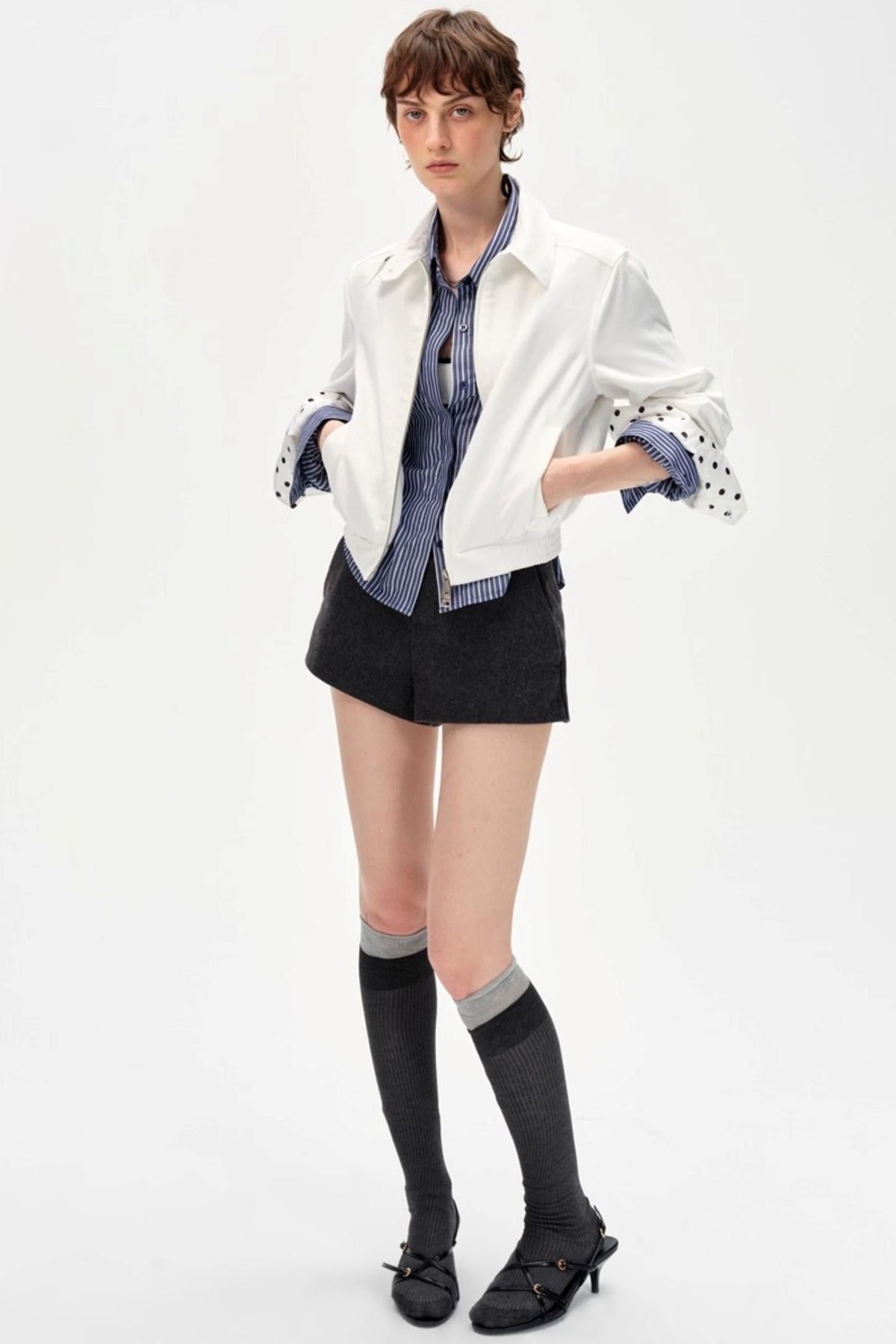 Vintage Contrast Polka Dot Jacket