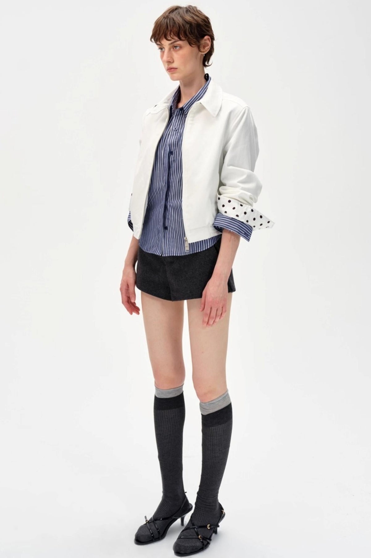 Vintage Contrast Polka Dot Jacket