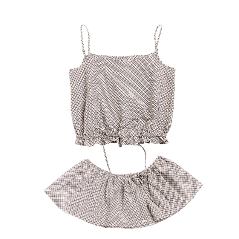Vintage Cotton Bias-Cut Skirt Set