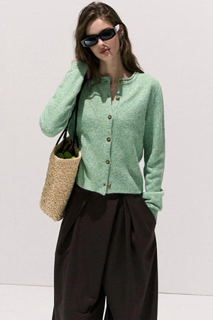 Vintage Crewneck Wool Knit Cardigan