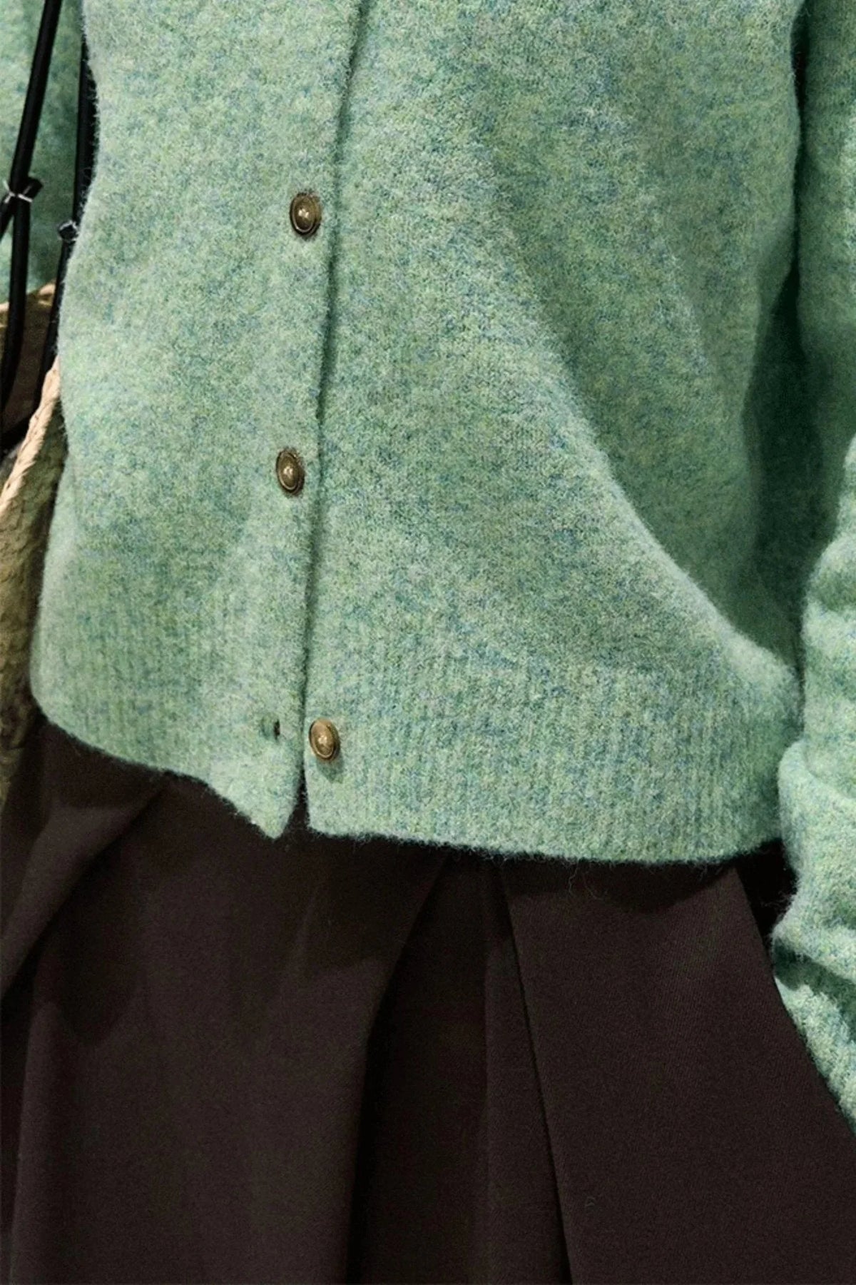 Vintage Crewneck Wool Knit Cardigan