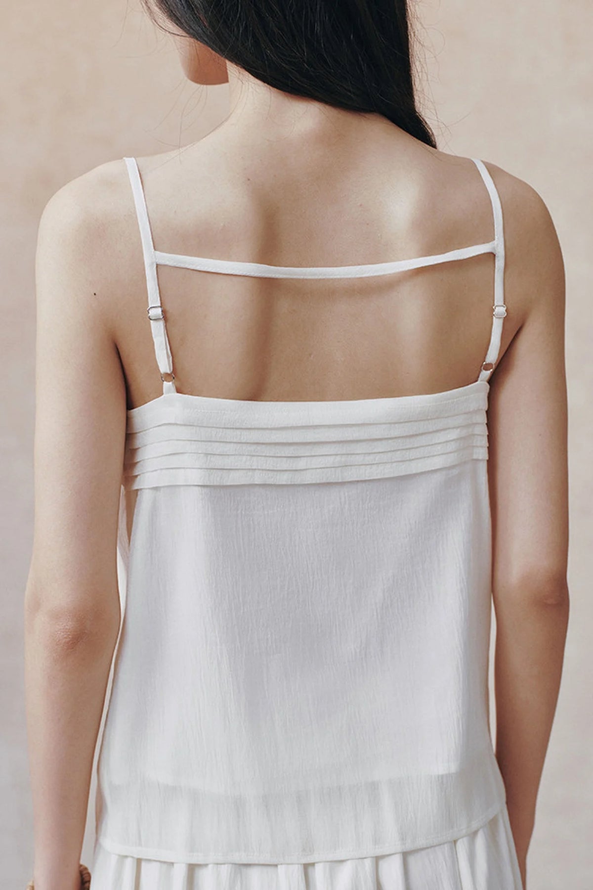 Vintage Cross Back Ruched Strap A-Line Camisole
