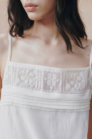 Vintage Cross Back Ruched Strap A-Line Camisole
