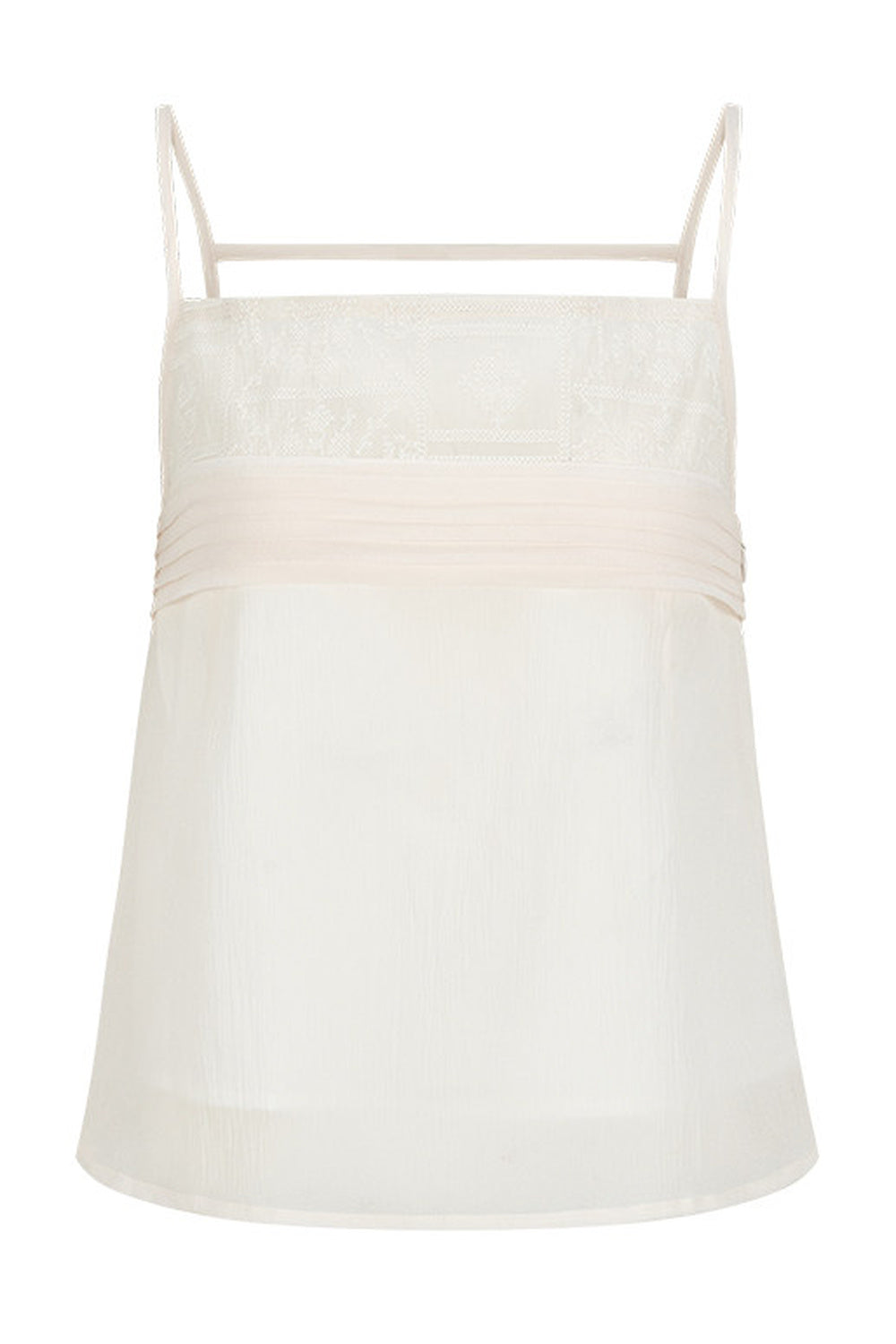 Vintage Cross Back Ruched Strap A-Line Camisole