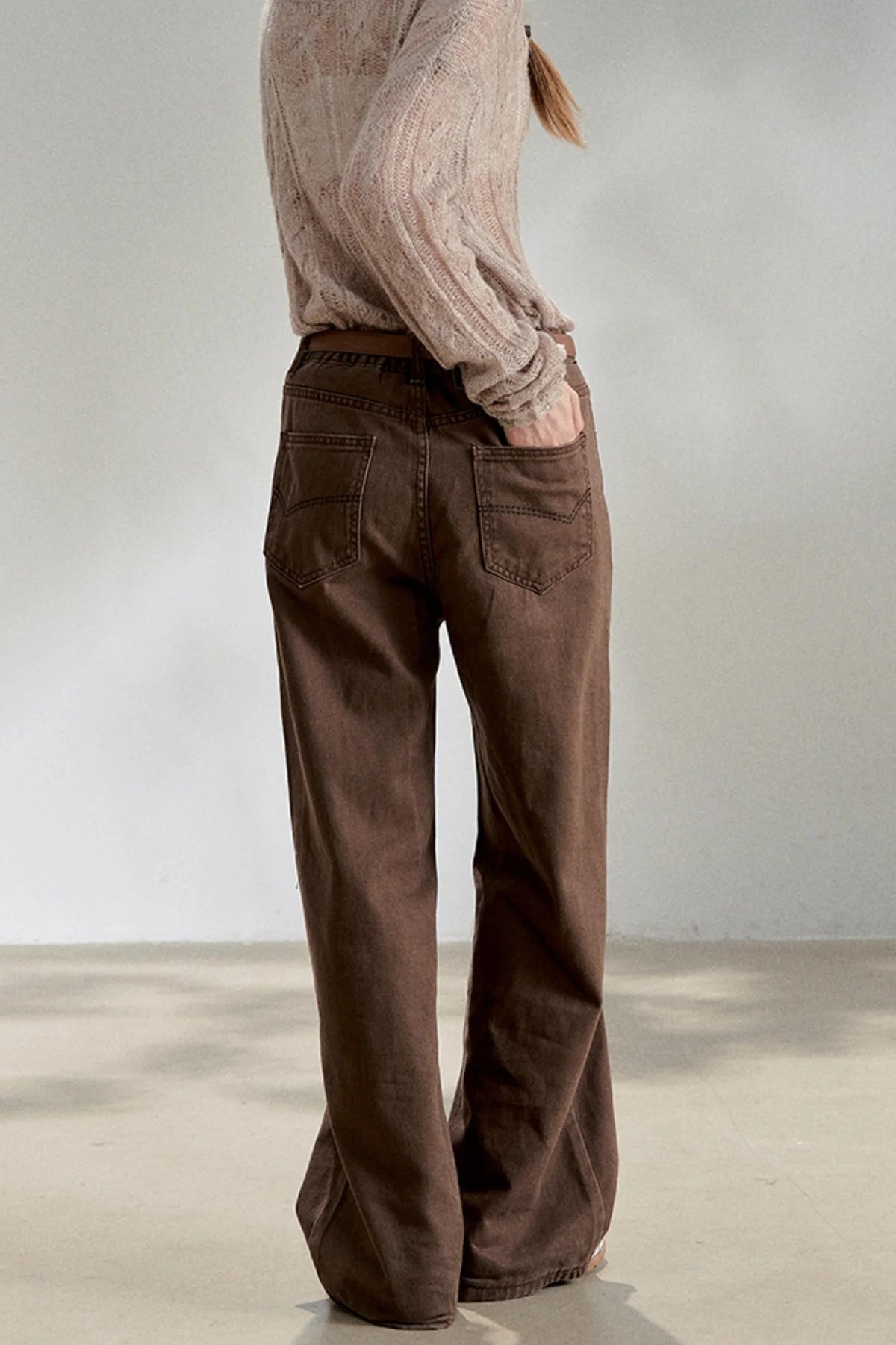 Vintage Dark Brown Straight Jeans