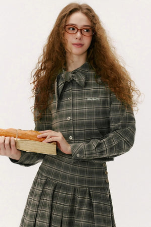 Vintage Diagonal Placket Strap French Shirt