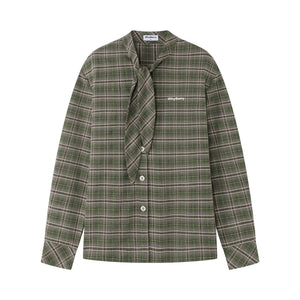 Vintage Diagonal Placket Strap French Shirt
