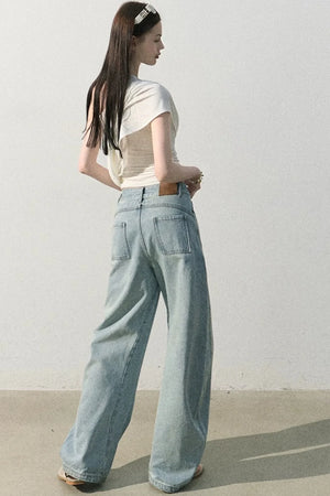 Vintage Distressed Cotton Wide-Leg Pants