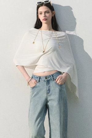 Vintage Distressed Cotton Wide-Leg Pants