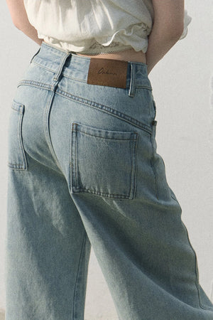 Vintage Distressed Cotton Wide-Leg Pants