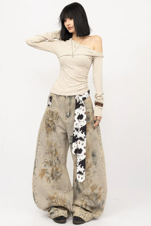 Vintage Distressed Curved Pants