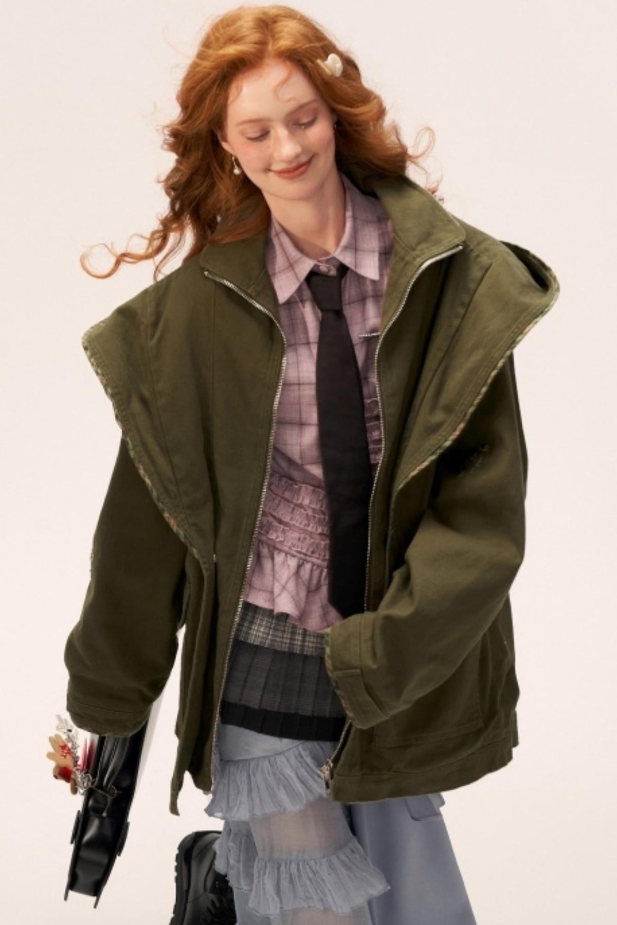 Vintage Distressed Frayed Cargo Jacket