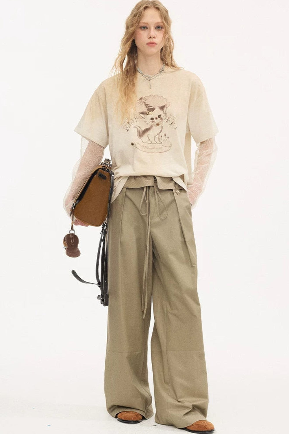 Vintage Distressed Kitten Print Tee